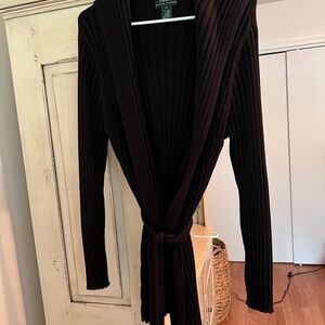 Ralph Lauren Black Ribbed Cardigan Sweater